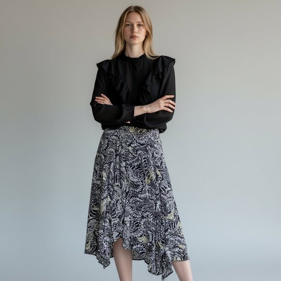 Ice Dresses & Skirts - ICE Slip Skirt Medium Womens Y2k 90s Asymmetrical‎ Hem Black
